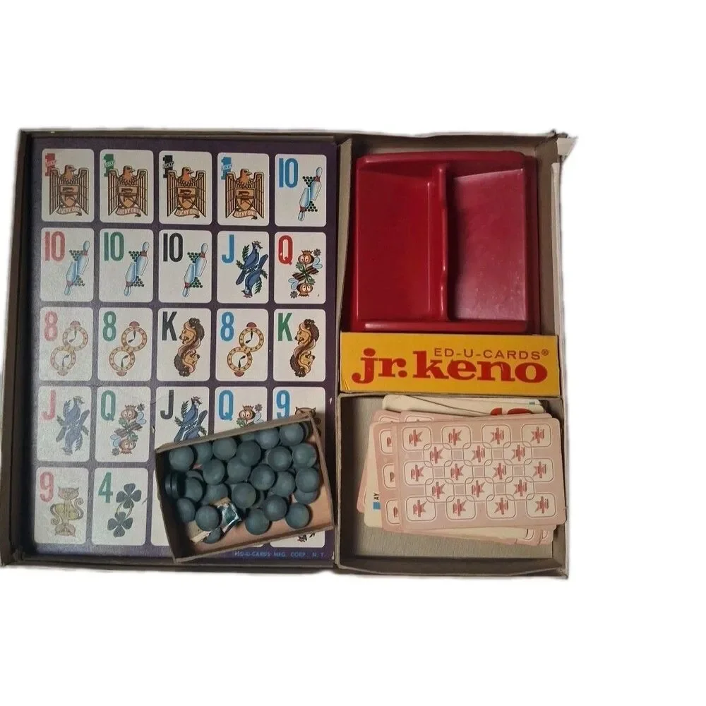 JR. KENO ED-U-CARDS Board Game 1962 Complete Nice Condition